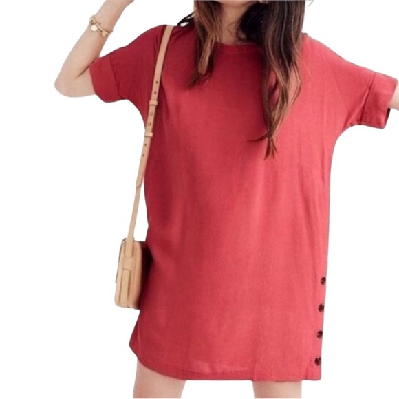 Madewell Dresses & Skirts - Madewell • Journal Dusty Rose T-Shirt Shift Dress With Button Side Slits